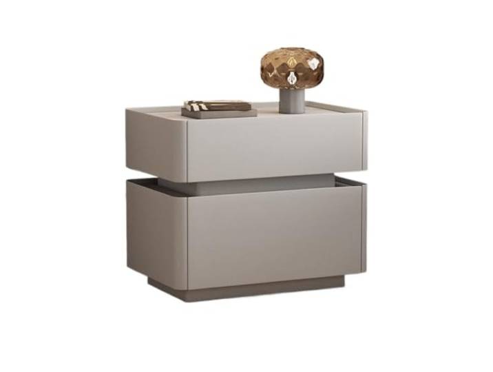 Nachttische Nachttisch aus massivem Holz, cremefarben, minimalistisches Schlafzimmer(Grigio,Groß)