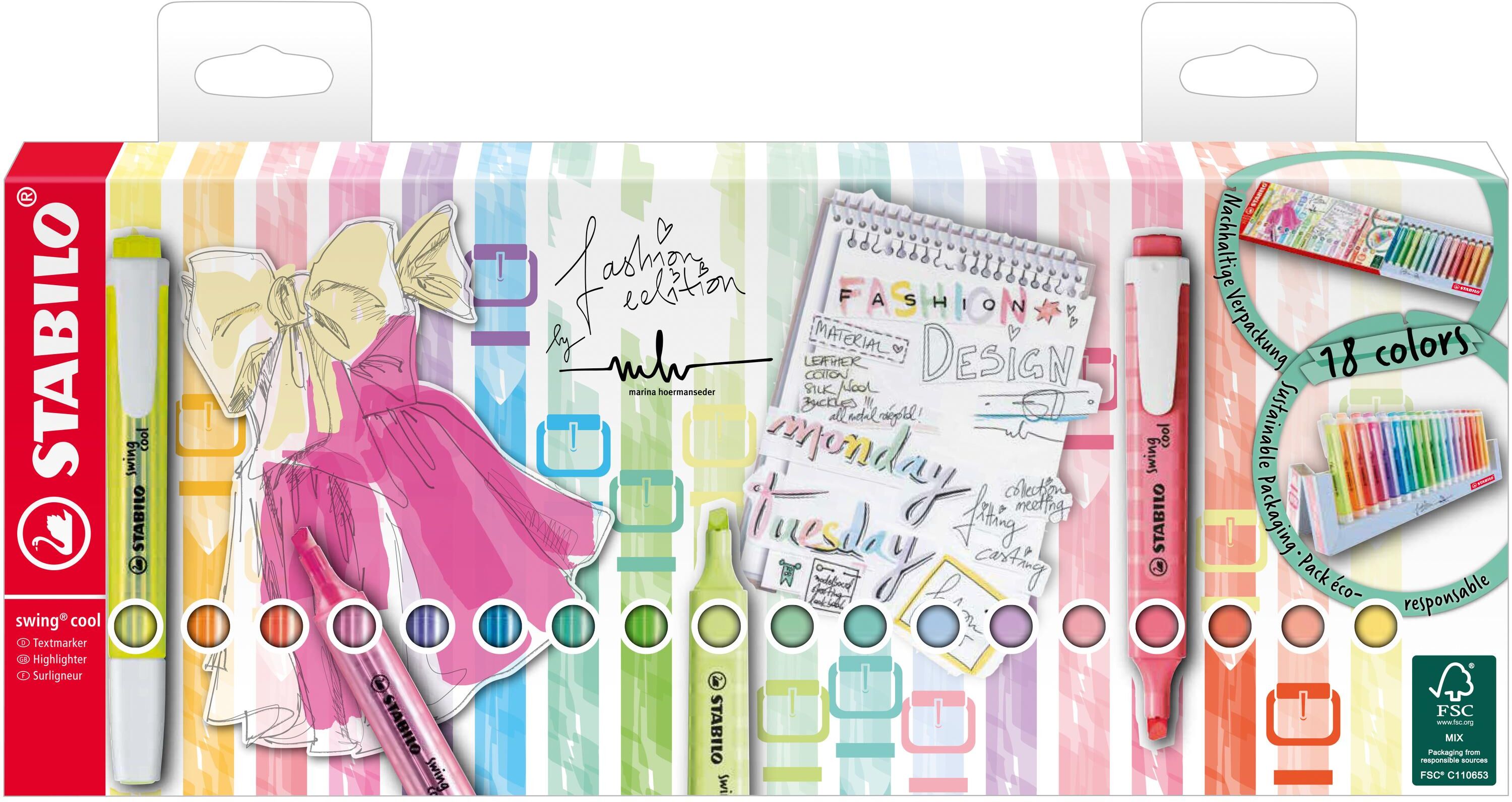 Marker STABILO "Swing Cool 18", bunt, Stifte, Marker bunt Einheitsgröße