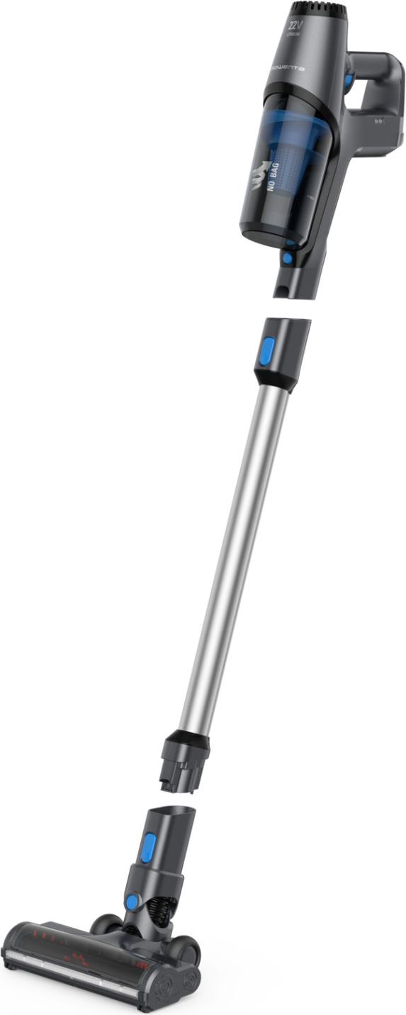 Rowenta RH6921, 2-in-1-Stabstaubsauger, Beutellos, Grau, Blau, 0,5 l, Rechteckig, Trocken