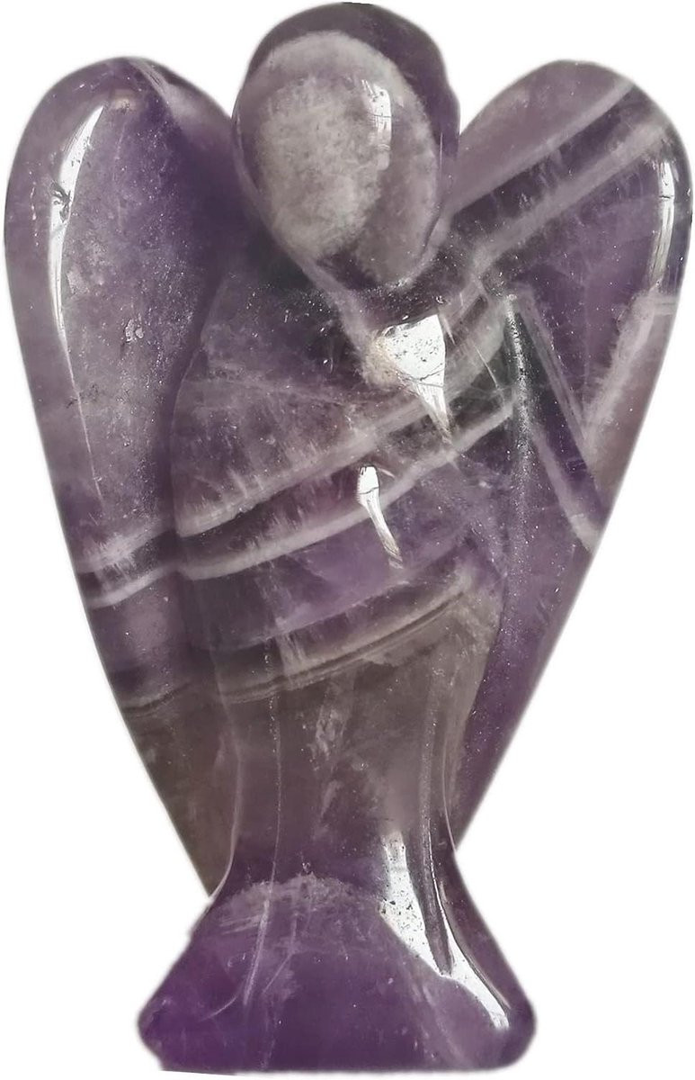 Amethist en Natuurlijk Kwarts Kristal Engelen Beeldje - Beschermengel Decoratie - 50 mm