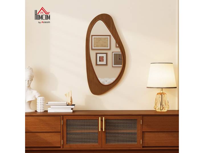 HOMCOM Miroir Fenêtre 91,5x45cm Bois Naturel Cadre Placage Pin