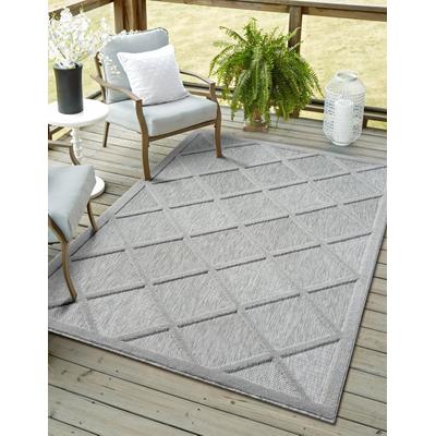 Outdoorteppich "Amara, LAGERRÄUMUNG", grau, B:160cm H:8mm L:230cm, Polypropylen, MYFLAIR MÖBEL & ACCESSOIRES, Teppiche, Outdoorteppich, Uni Farben, Hoch-Tief Effekt, Outdoor geeignet, Balkon, Terrasse