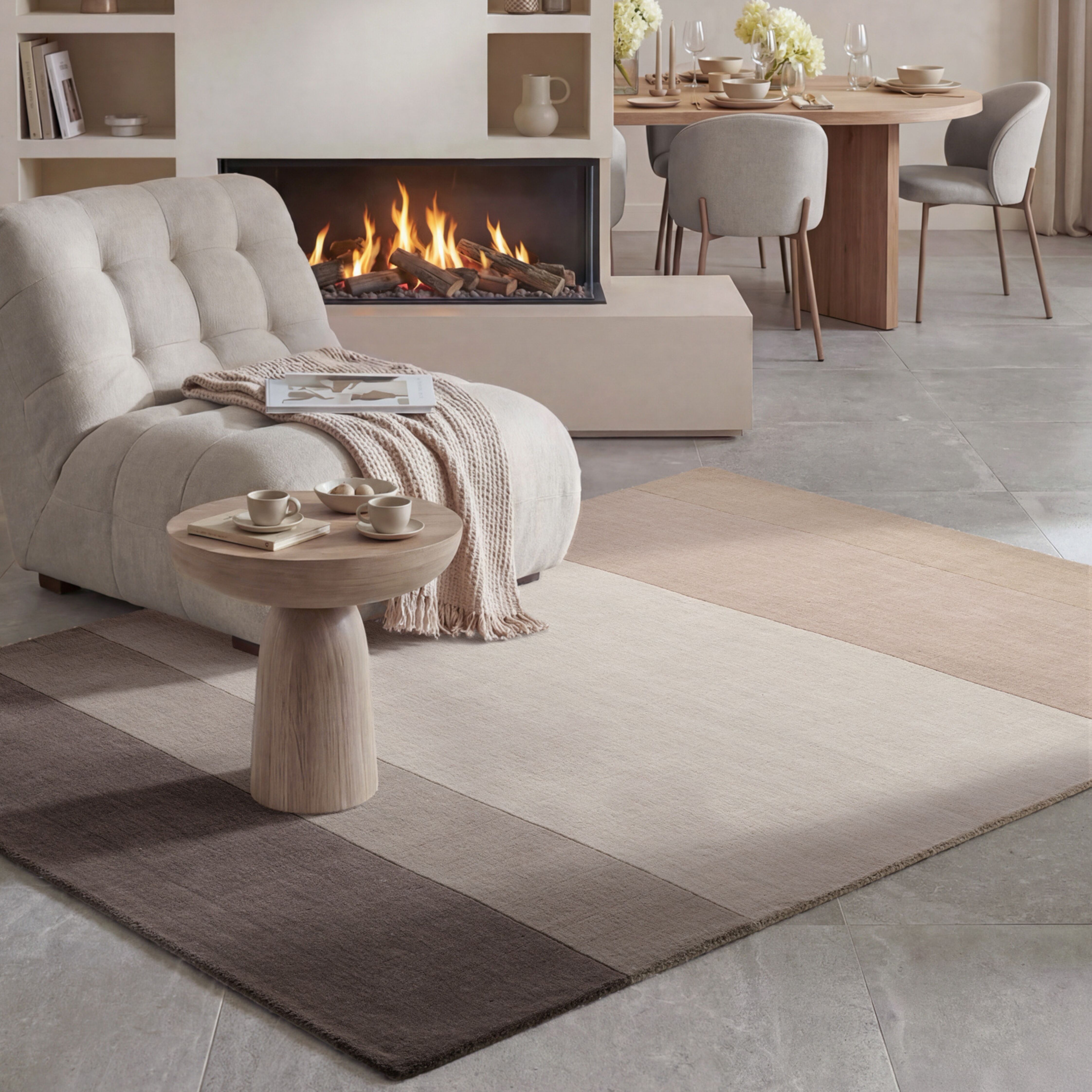 Wollteppich VILLEROY & BOCH "Edmund", beige (creme beige braun), B:160cm H:16mm L:230cm, Oberfläche: 100% Wolle. Rückseite: 100% Baumwolle, Teppiche, Wollteppich, Wolle, Natur, Handgemacht, Landhaus, Skandi, Wohnzimmer, Schlafzimmer creme beige braun B : 