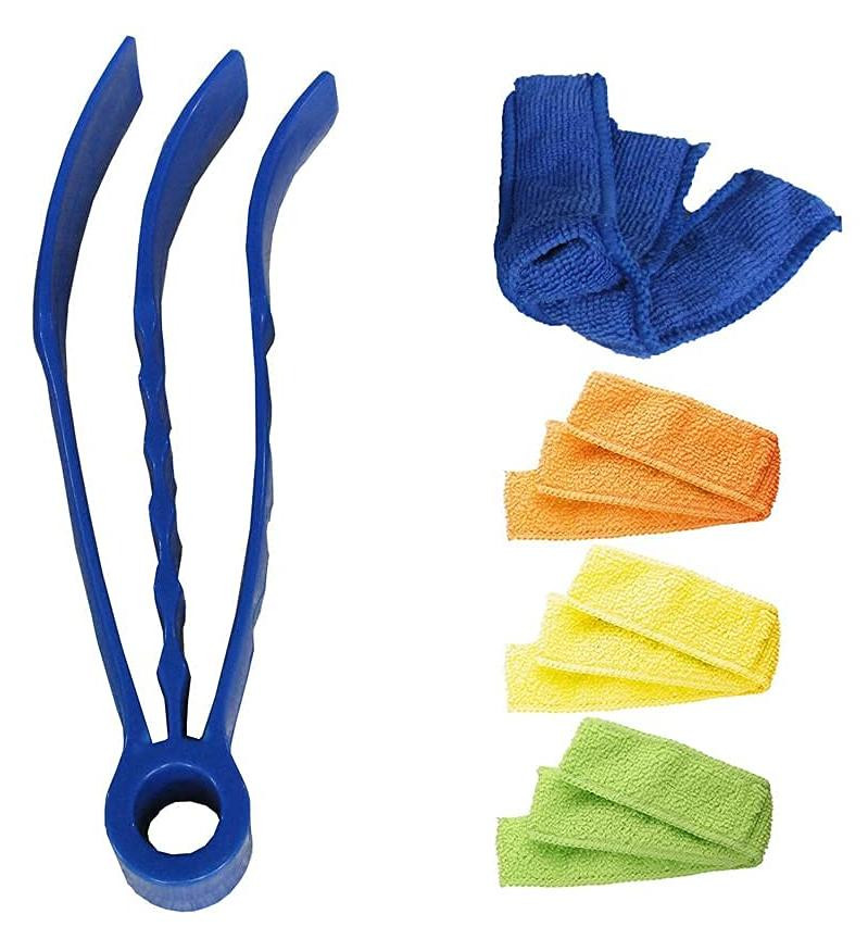 Dripio Jalousiereiniger met 4 microvezel hoezen, 23,5 cm, blauw/oranje/geel/groen
