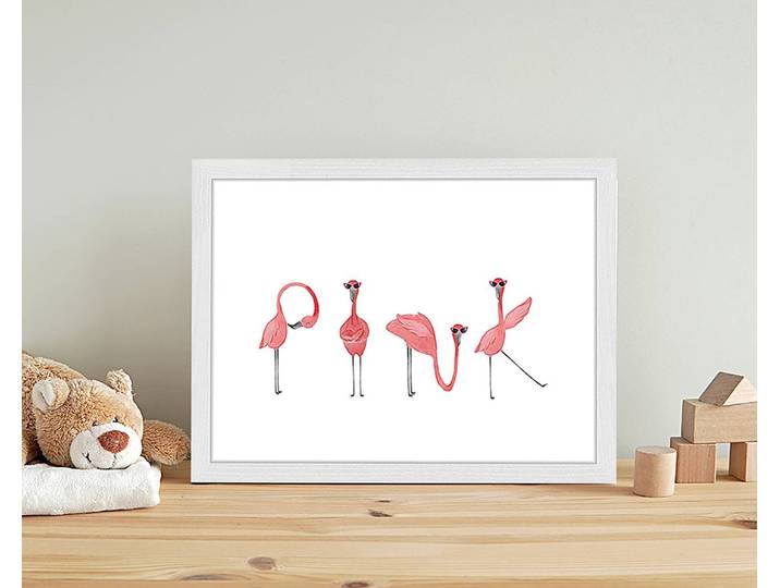 Tableau déco Flamingos 33 x 43cm Multicolore