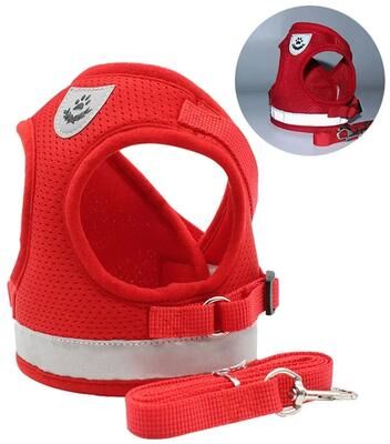 Inspired Living Reflective Escape Proof Cat Harness And Leash Set Adjustable Soft Mesh Cat Harness For Safe Outdoor Adventures red s