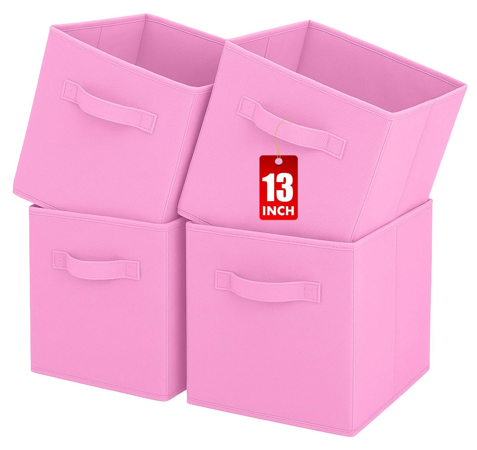 Dripio Set van 4 Opvouwbare Opbergboxen van Textiel met Handvatten, Roze