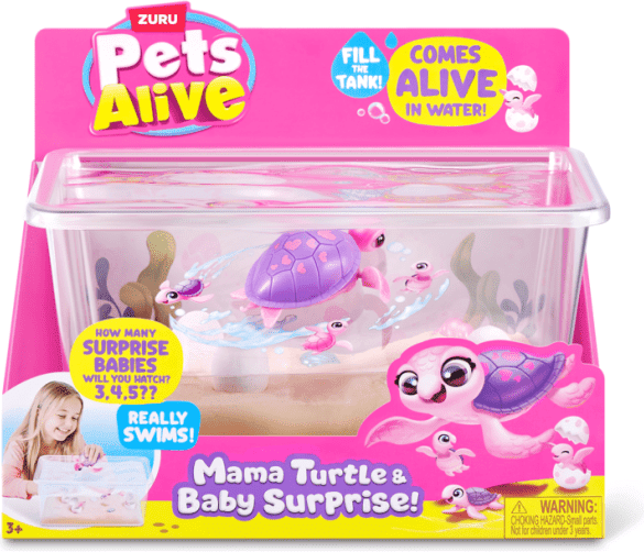 Pets Alive Mama ; Baby Surprise Mama Turtle by Zuru, Interactive Toy for Kids