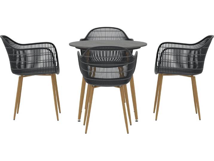 Anafi set de jardin table 80x80cm 4 chaises noir.