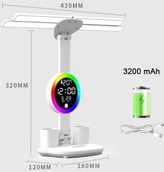 Uplifted Finds Rechargeable Multifunction Study Desk Lamp clock Charge 3200 Mah