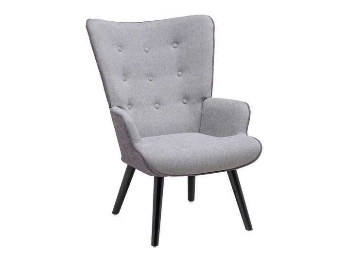 Relaxsessel Holz, Metall, Textil Hellgrau, Dunkelgrau