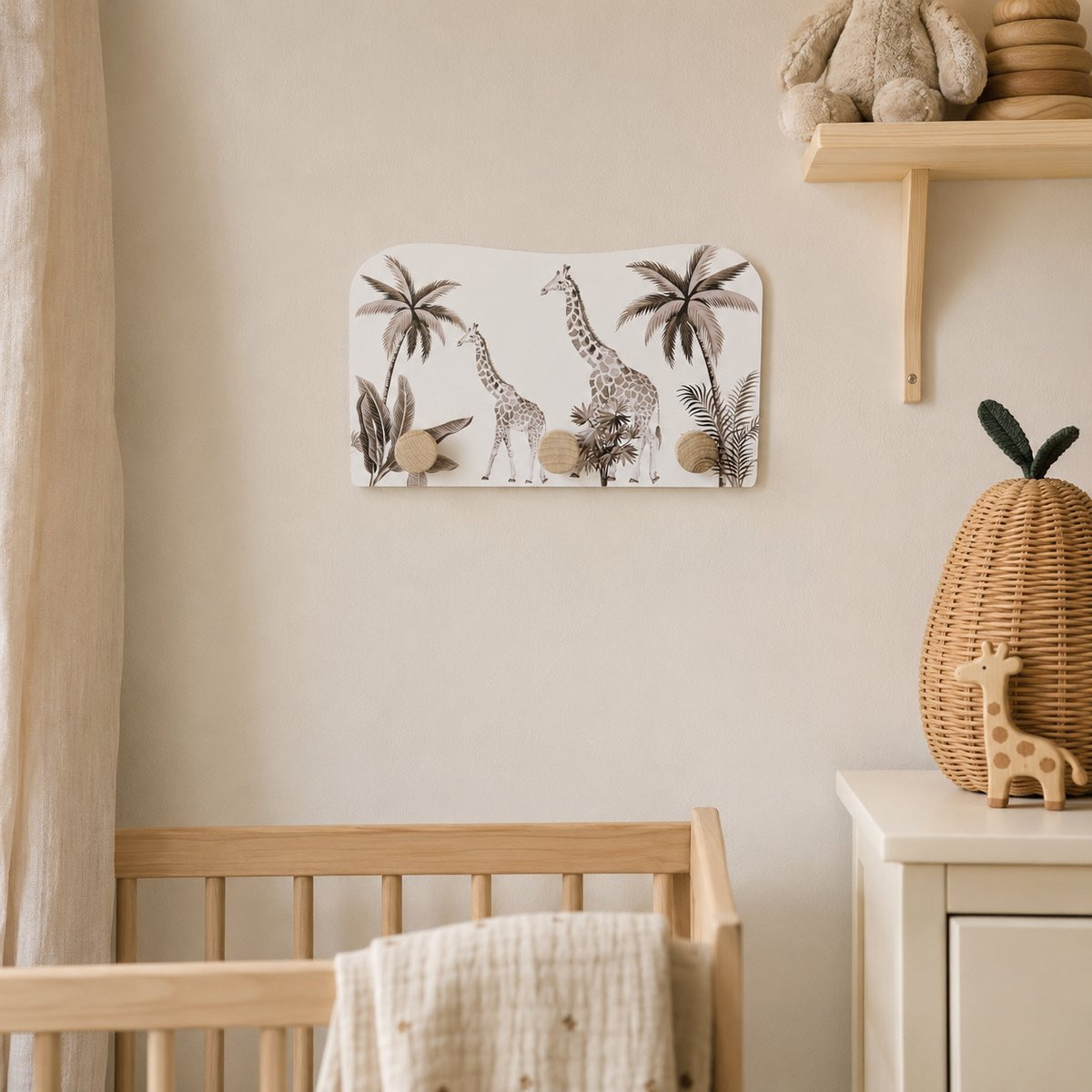 Jungle Giraffe kapstok voor kinderkamer en hal - Vintage Jungle Taupe