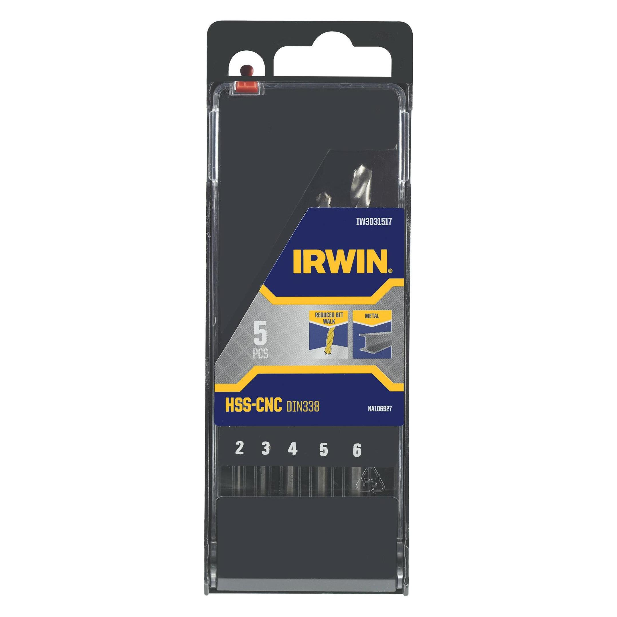 Irwin Wiereichen Metal HSS-CNC DIN338 Set 5 PCs 2-3-4-5-6mm in einer Kassette (37262430)