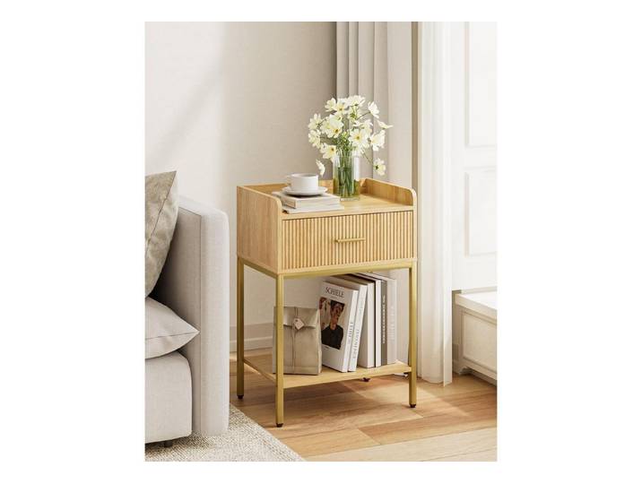 LuxusKollektion Nachttisch Nachttisch 3-Tier Eiche Schublade Regal 42x30x60cm (1-St)