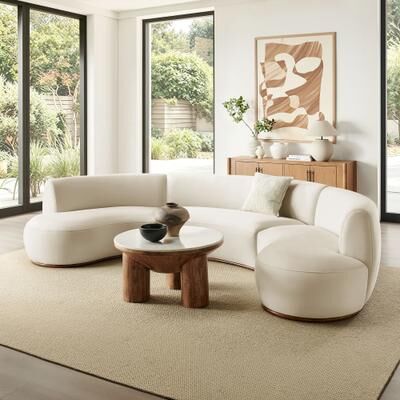 Modway Rialta 3 Piece Curved Performance Velvet Sectional Sofa