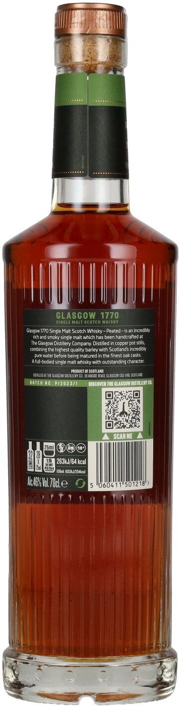 Glasgow 1770 PEATED Single Malt Rich & Smoky 46% Vol. 0,7l