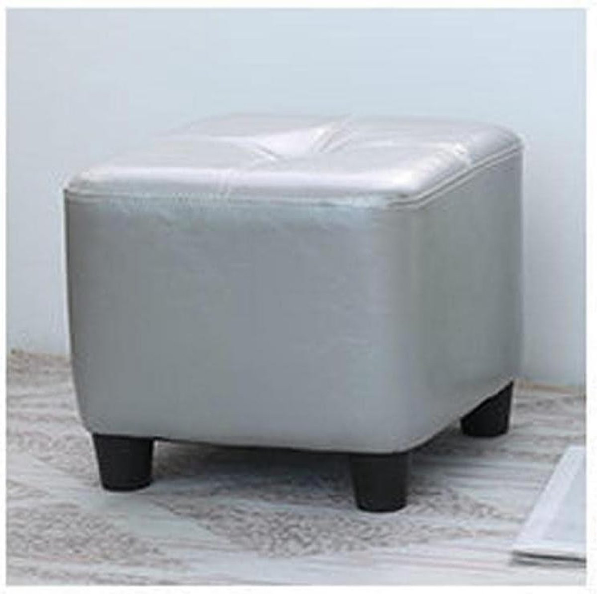 Grijs Opberg Poef Ottomaanse Kruk met Afneembare Stoffen Bekleding B: 40 cm, D: 35 cm
