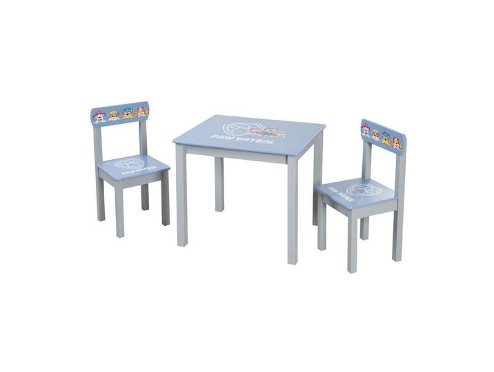 roba® Kindersitzgruppe Paw Patrol - Stuhl + Tisch - Sitzgarnitur / Sitzmöbel, Mit Zeichentrick Hunden - Holz grau / blau - Ab 18 Monaten