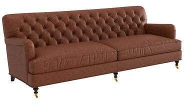 Maggie 96 Inch Leather Sofa - Tobacco Leather, Tobacco Latte - Ballard Designs