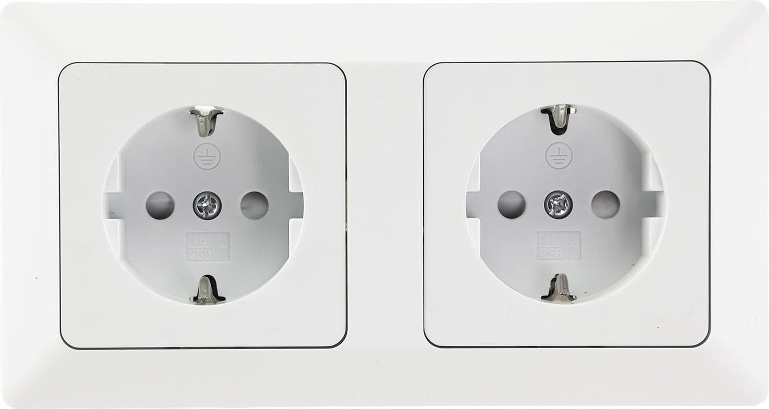 Chilitec MILOS Set 2: Stopcontacten met 2-voudige frame, 250V/ 16A, matwit