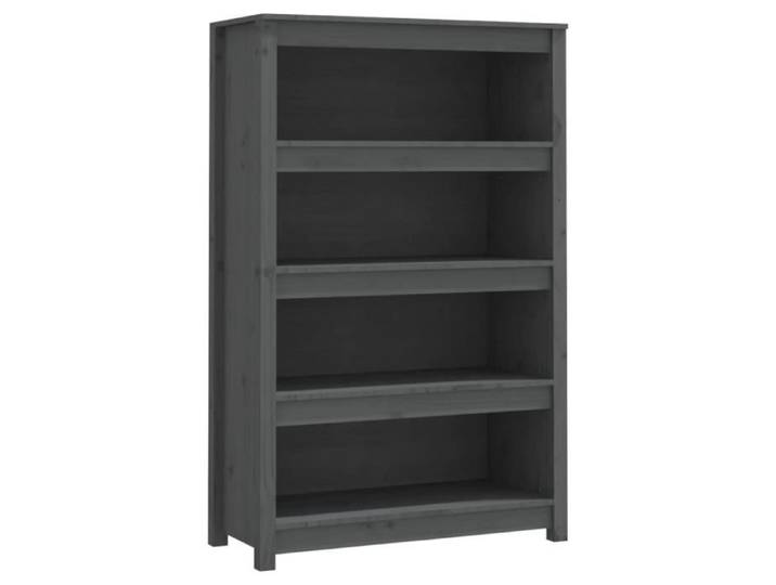 Bibliothèque - DILWE - Gris - Bois de pin massif - 80x35x126 cm - Style classique intemporel