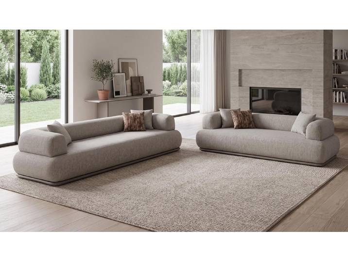 JVmoebel Wohnlandschaft Elegantes Beiges Sofa Set 4+3 Sitzer Minimalistisch, 2 Teile, Made in Europa