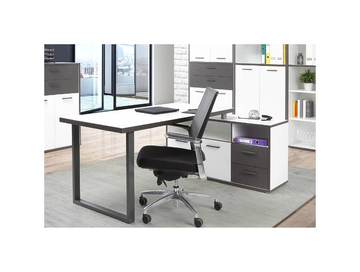 home24 Hoekbureau II 124 x 74 x 181cm wit