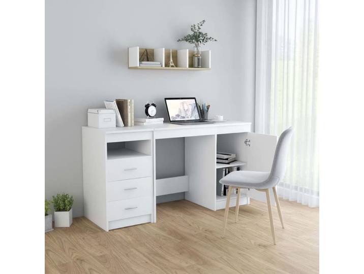 Bureau - VIDAXL - Blanc - 140x50x76 cm - 3 tiroirs Bureau Blanc 140 x 50 x 76cm - Bois d'ingénierie 99417595dxu23b