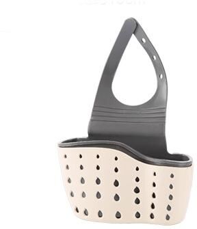 Discount Dollar Deals Sink Shelf Soap Sponge Drain Rack, Hanging Bag Kitchen Accessory ivory