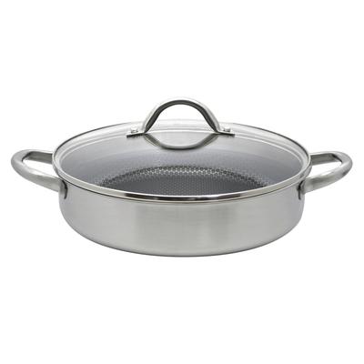 Servierpfanne ELO PREMIUM "Relief Evolution Servierpfanne", silber (edelstahl), B:35cm H:9cm L:37cm Ø:28cm, Pfannen, durchgehender Aluminium-Kern, außen magnetischer Edelstahl