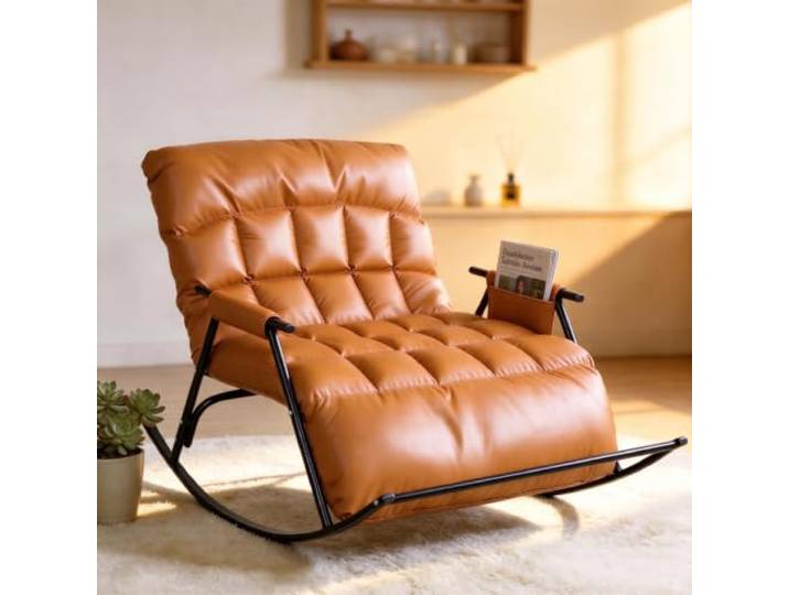 CCLIFE Schaukelstuhl 5-fach verstellbar, bis 150kg, Metallgestell 5-fach verstellbar, bis 150kg belastbar, stabiles Metallgestell. Für Wohnzimmer & Relaxen