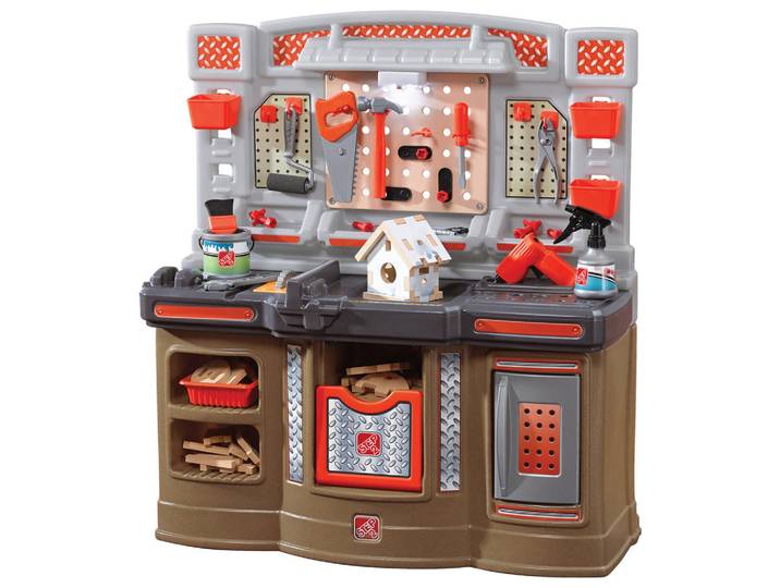 Kinderwerkbank, Braun, Grau, Kunststoff, 97.8x86.4x86.4 cm, unisex, EN 71, CE, Spielzeug, Kinderspielzeug, Kinderwerkbank