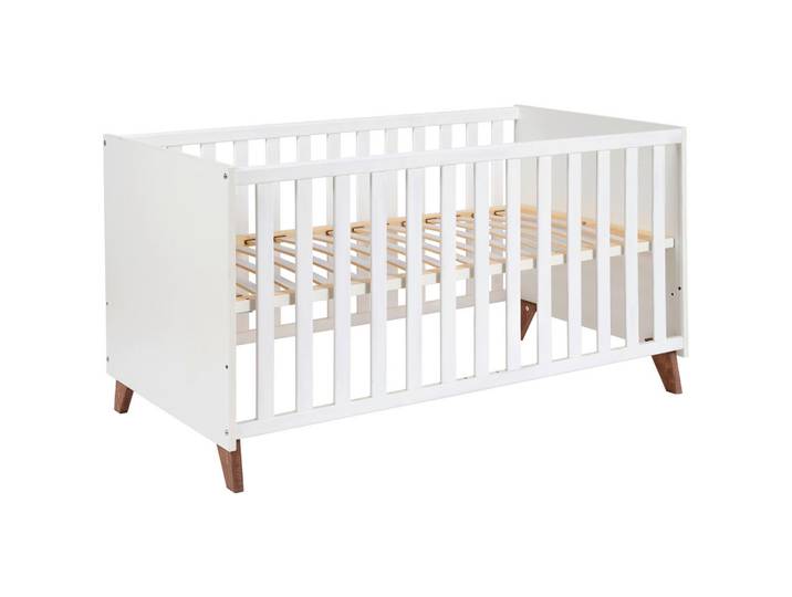 Jimmylee Gitterbett Emely, Weiß, 75x80x144 cm, Made in Germany, höhenverstellbar, Aufbauanleitung im Karton, Lattenrost inklusive, Schlupfsprossen, Babymöbel, Babybetten, Gitterbett