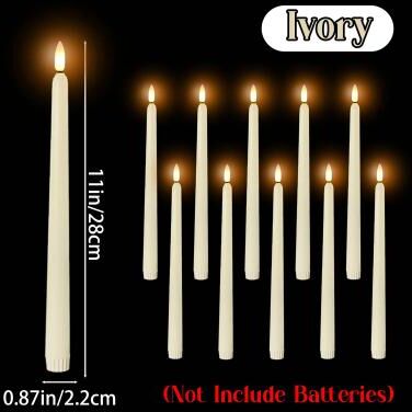 Uplift Treasures LED Flameless Flickering Taper Candles ivory 108pcs