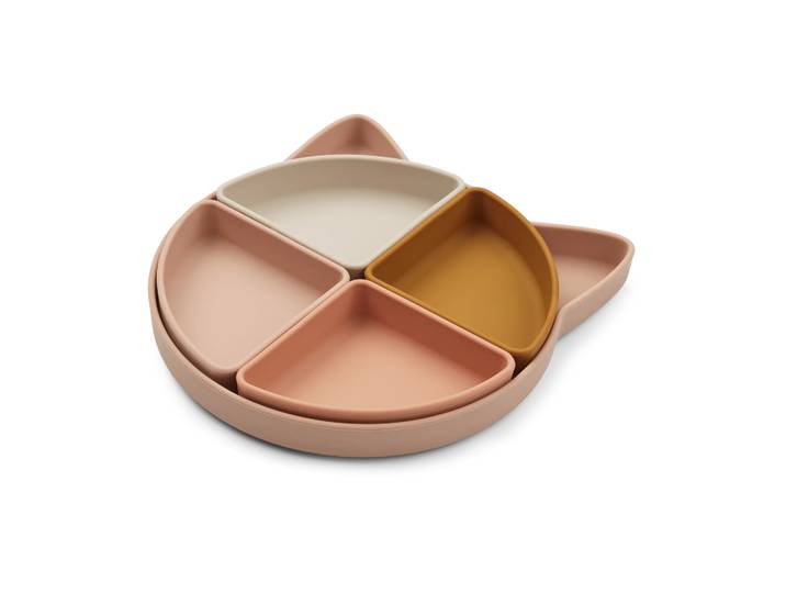 Liewood Assiette enfant Arne + 4 bols Cat rose multi mix