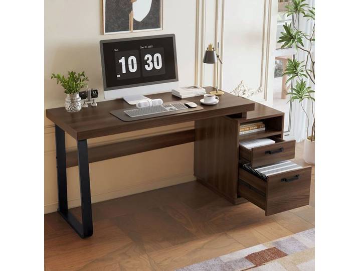 Bureau moderne minimaliste MDF acier multifonction 135x54 cm pour le bureau et l'étude