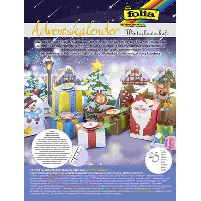 Folia Adventskalender Bastelset Winterlandschaft, 24 Stanzbögen in 25x33cm, inkl. Klebepads