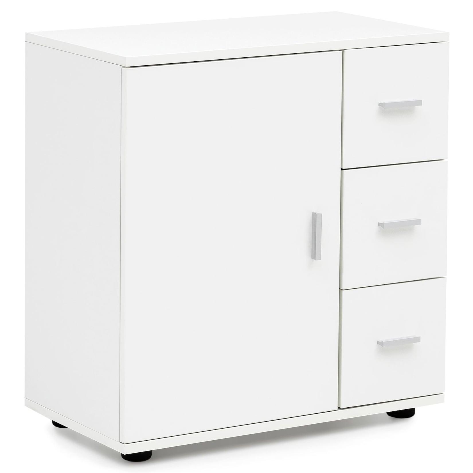 KADIMA DESIGN Badezimmerschrank, zeitloses Design, großer Stauraum, matt weiß, 60x65,5x33 cm.