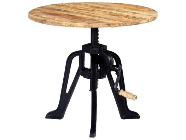 Favemtsl Beistelltisch Höhenverstellbar 60 cm Massivholz Mango Gusseisen Industrieller Kaffeetisch aus echtem Holzteller und robustem Eisenfuß für Wohnzimmer, Flur und Schlafzimmer.