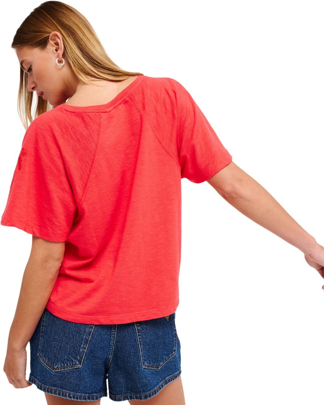 Shirttop ROXY "Time For Palm Tree", Damen, Gr. M, hibiscus, Obermaterial: 60% Baumwolle, 40% Polyester., Tops Shirttop hibiscus M