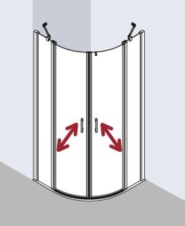 Kermi Liga kwartrond helder glas 101x200cm zilver hoogglans