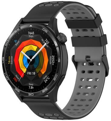 Everyday Crate Huawei Watch 22mm Band Two Tone Silicone Watch Strap With Quick Release Design black+grey