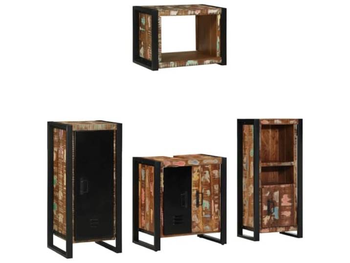 GHVBNMF Badezimmermöbel Set 4-teilig Massivholz Schrank Regal Vierteilige Kombination aus Stand- und Wandschränken für geordneten Stauraum im Bad, Flur oder Gästezimmer.