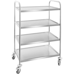 Royal-Catering Servierwagen RCSW-4, silber, aus Edelstahl, 4 Etagen, mit Feststellbremse, 52 x 124 x 85 cm