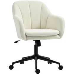 SCHREIBTISCHSTUHL Homeoffice Stuhl mit Samtoptik Gewölbter Rückenlehne Beige