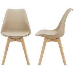 Esszimmerstuhl Fläten 2er Set Kunstleder Beige [en.casa]