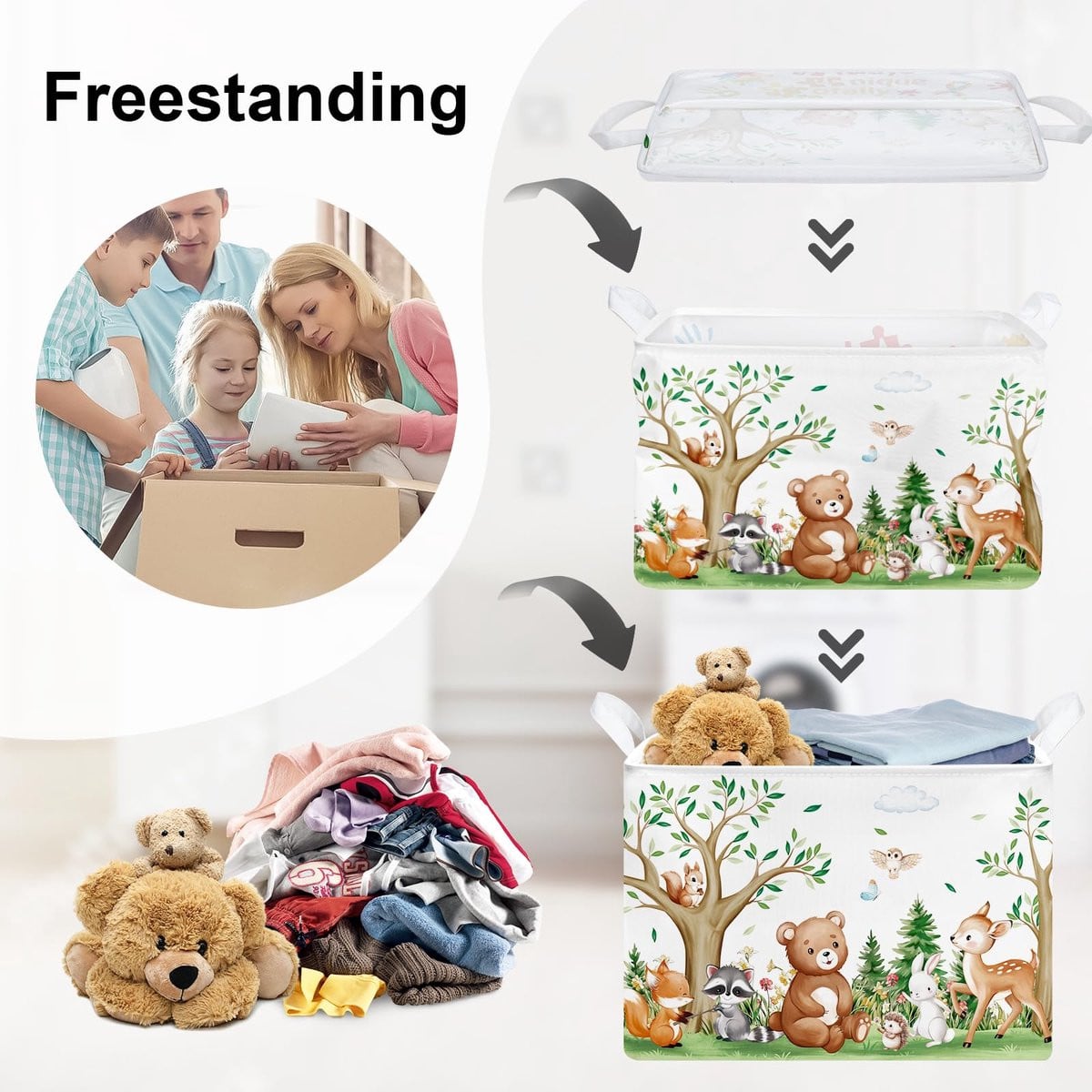 Boom Baby Opvouwbare Wasmand voor Kinderen - Beer - 36L