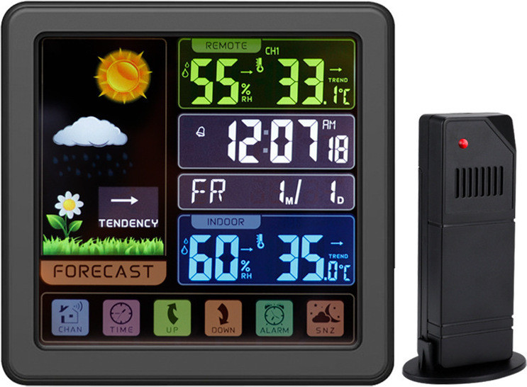 INF Draadloos Weerstation voor Binnen en Buiten met Thermometer en Atoomklok