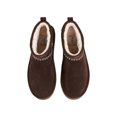 Bootsschuh PEPE JEANS "boots DISSY ETNIC W", Damen, Gr. 40, braun (conker braun), 100% Rindsvelours, Schuhe Bootsschuh