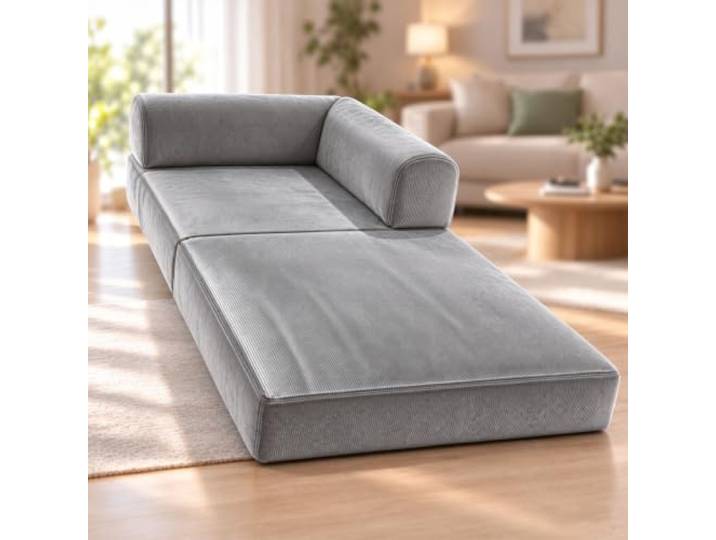 qodxcrfv Cordstoff Schlafsofa,5-in-1 Umwandelbares Bodensofa aus Kord Hochdichter Schaumstoff, Haustierfreundlich& Ergonomisch,Keine Montage,Wandelbares Bodensofa mit Matratze und Schlaffunktion